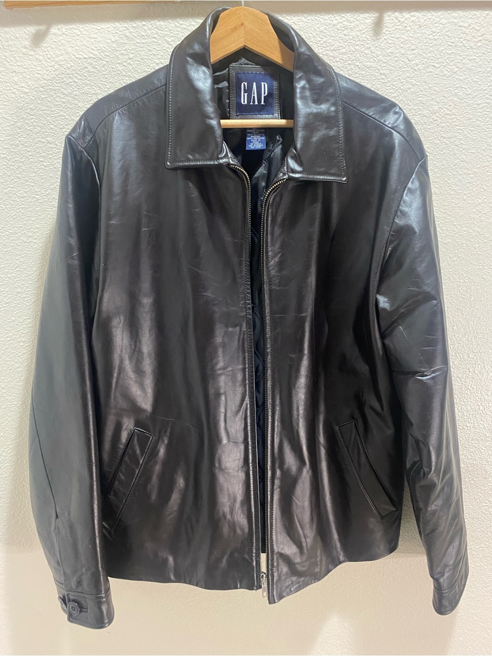 GAP Black Leather Bomber Jacket